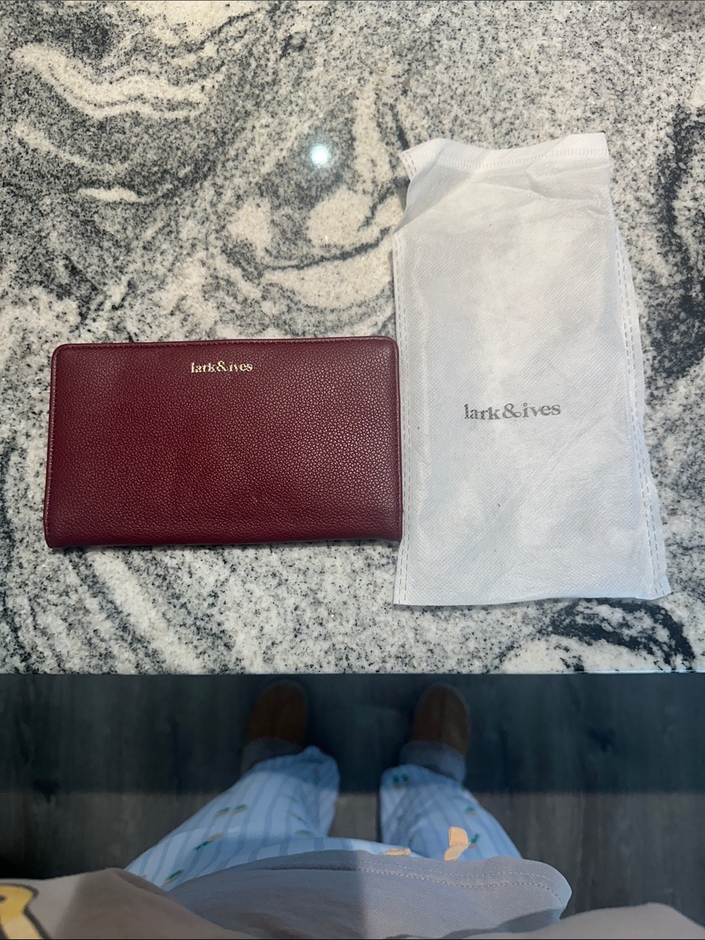 lark & ives Pebbled Leather Wallet in Burgundy